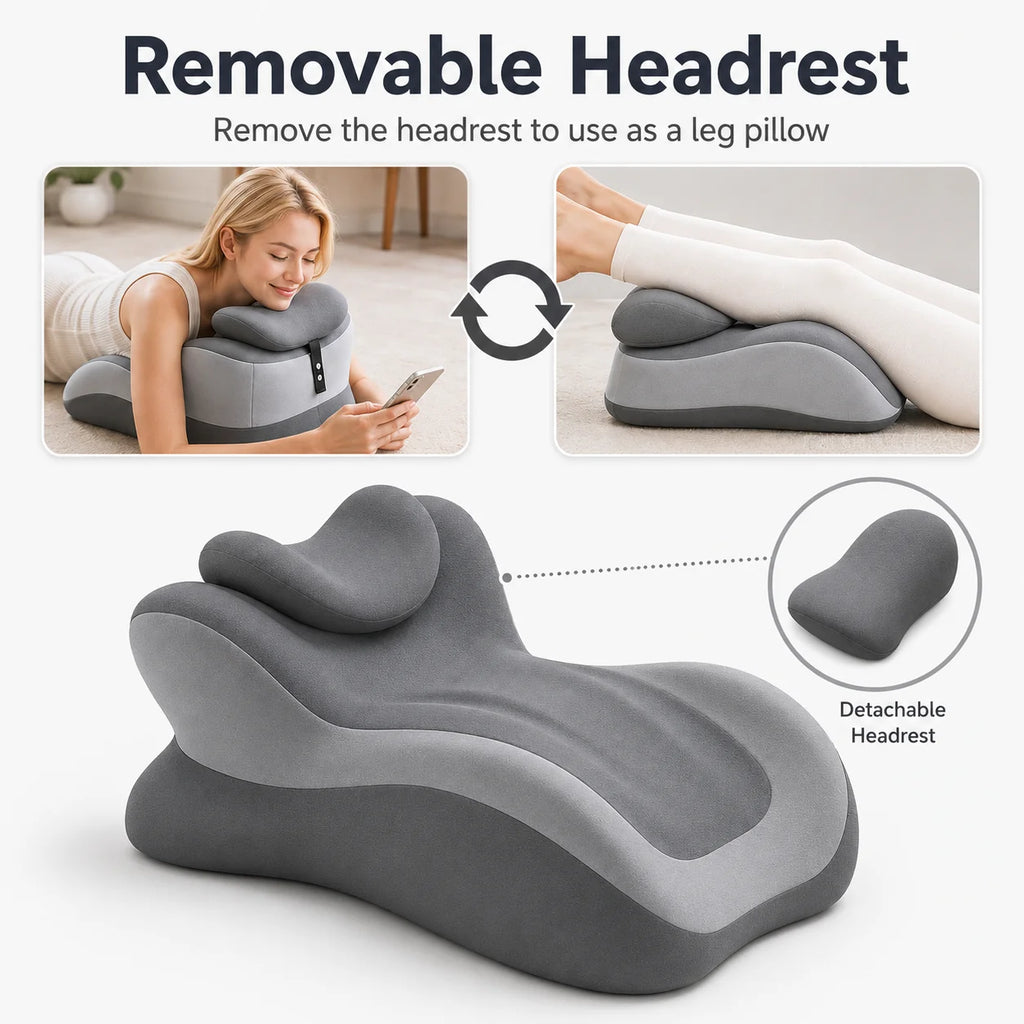 Multifunctional Memory Foam Prone Reading Pillow Removable Headrest