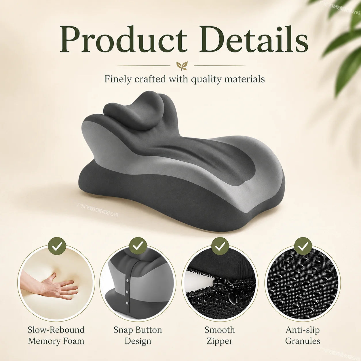 Multifunctional Memory Foam Prone Reading Pillow Removable Headrest
