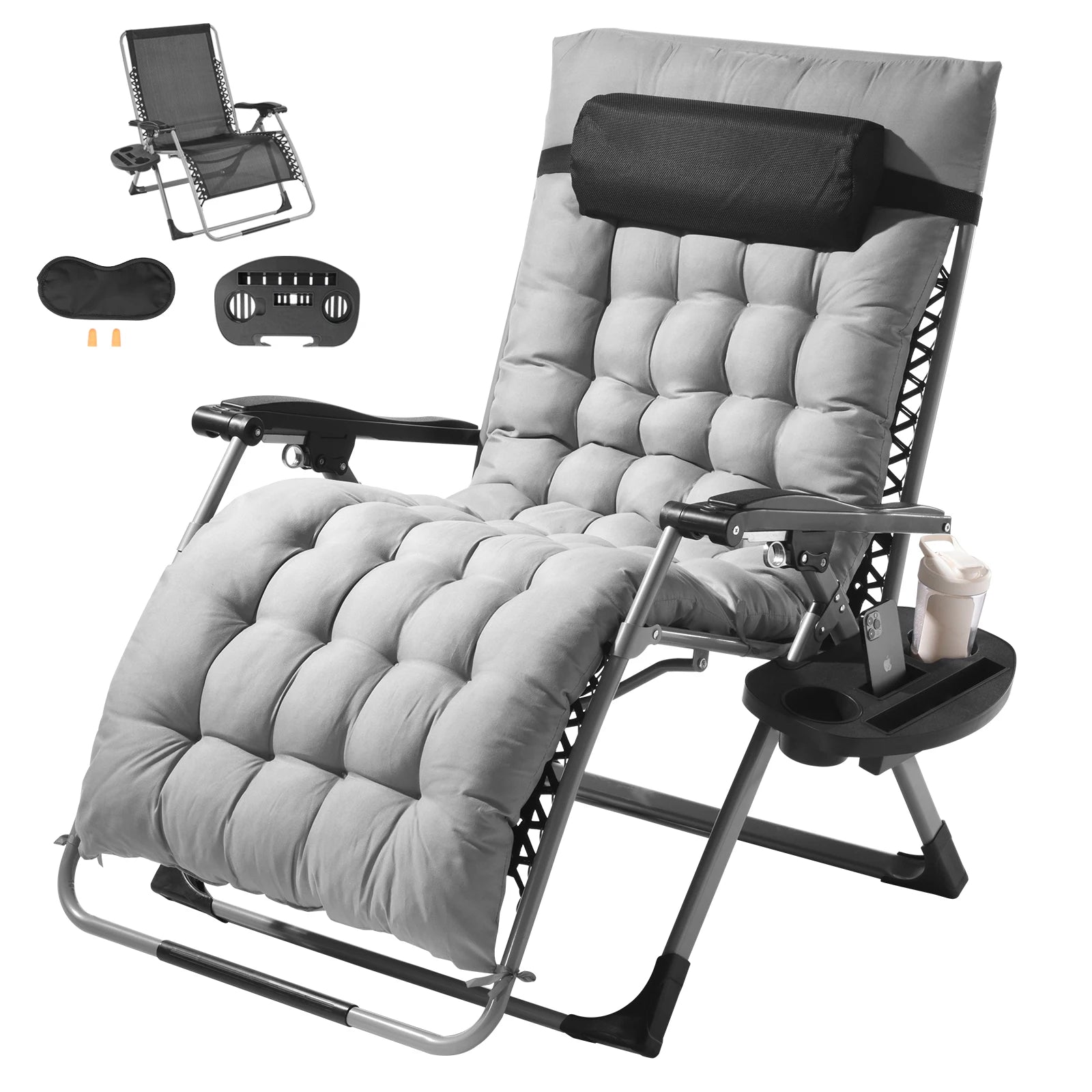 SucceBuy Zero Gravity Recliner Lounge Chair with Cushion Footrest and Cupholder