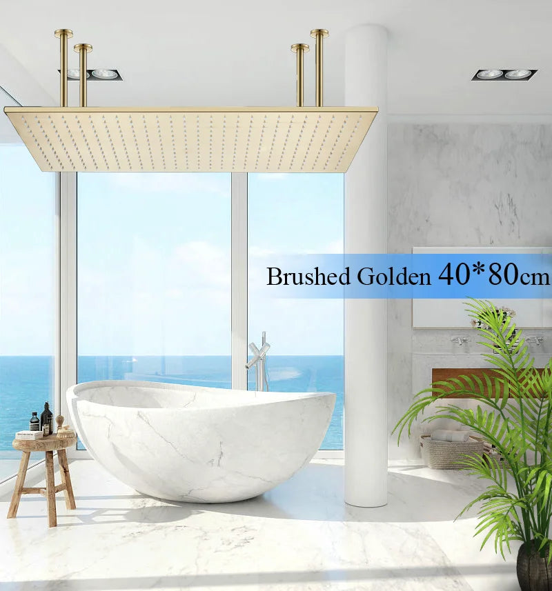 Large Rainfall Shower Faucet Ceiling Installation Bathroom Faucets LED Shower Head