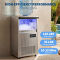 Commercial Ice Maker Machine 130lbs/24h, 36lbs Storage, Dual Water Inlet Mode,Built-in/Freestanding/Under Counter Ice Maker with LED Display & Self-Cleaning ETL Certified for Home Bar Restaurant