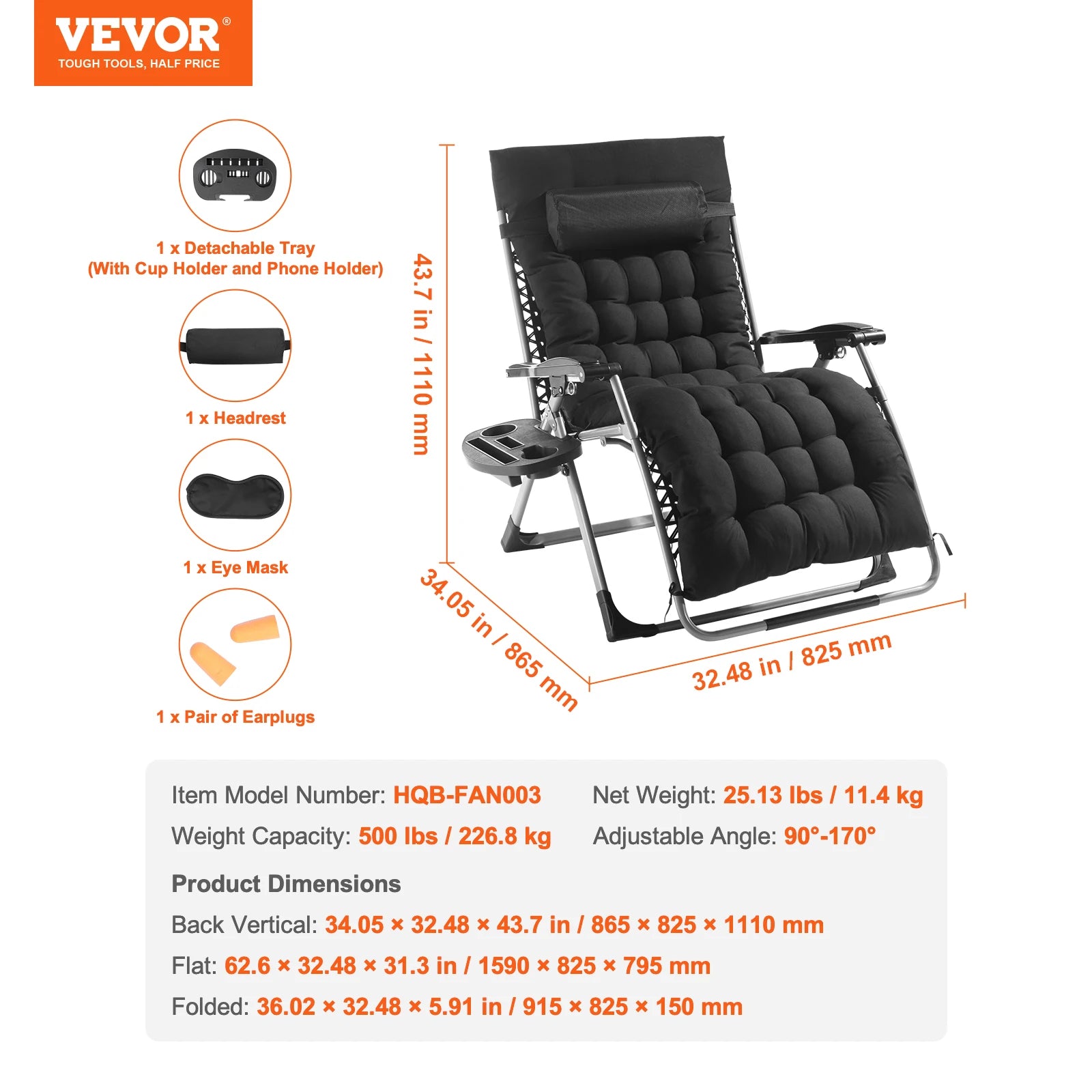 SucceBuy Zero Gravity Recliner Lounge Chair with Cushion Footrest and Cupholder