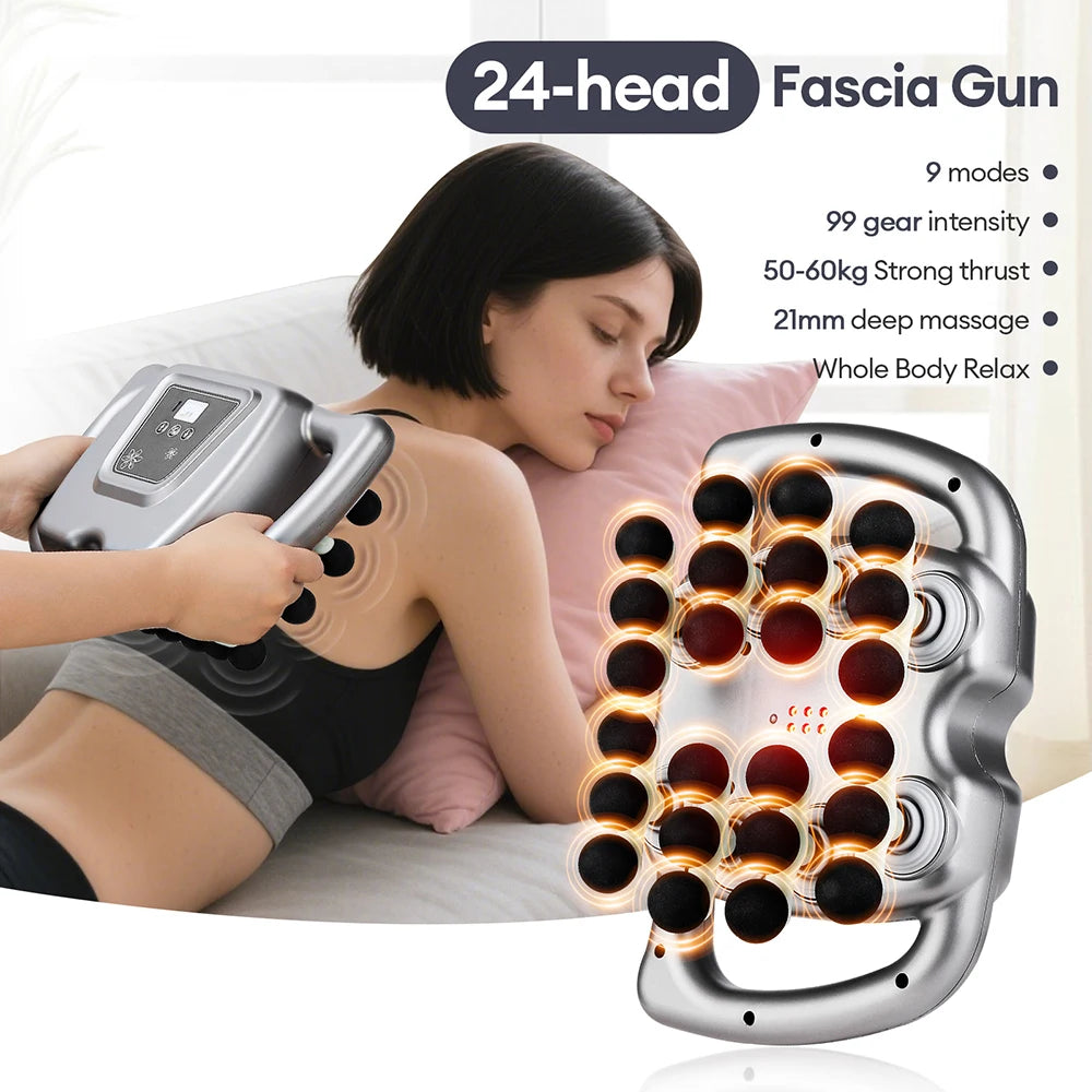24-Head Fascia Gun High Frequency Vibration Body Massager