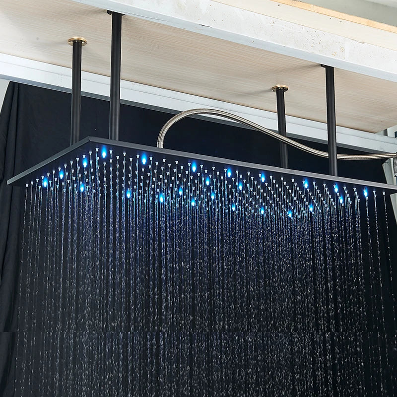 Large Rainfall Shower Faucet Ceiling Installation Bathroom Faucets LED Shower Head