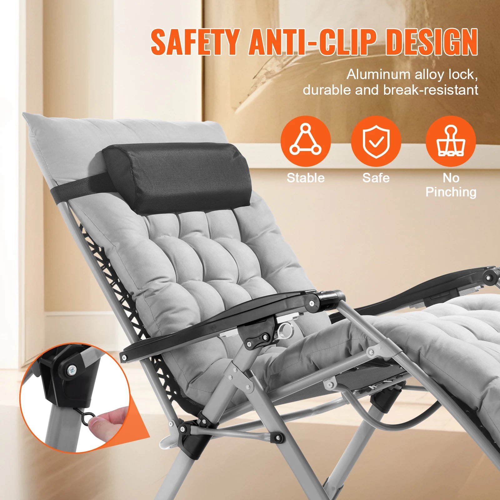 SucceBuy Zero Gravity Recliner Lounge Chair with Cushion Footrest and Cupholder