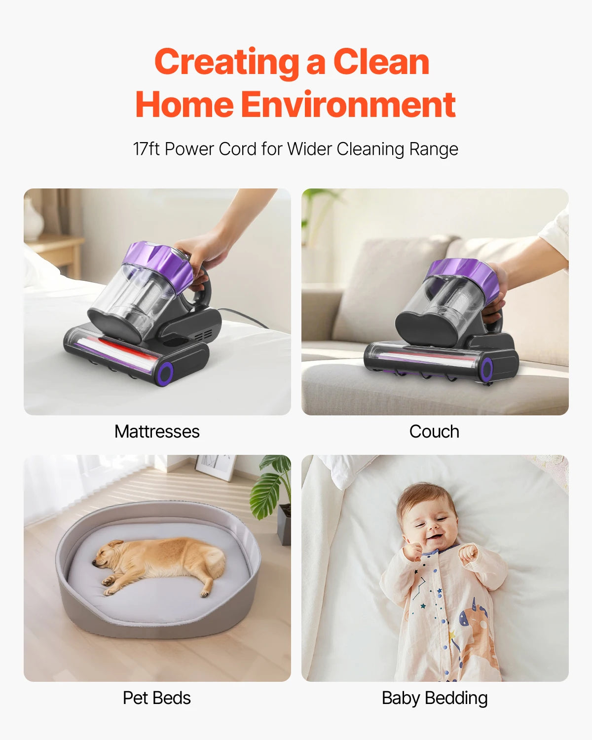 SucceBuy Mattress Vacuum Cleaner & Heating Ultrasound Handheld for Bed Sofa