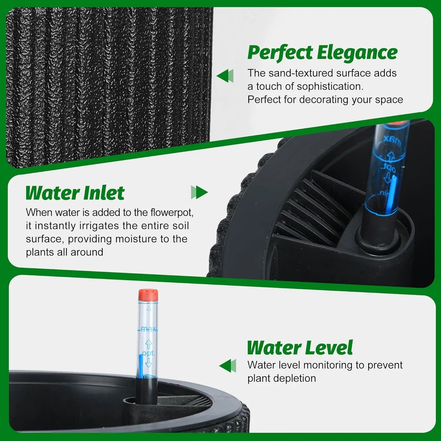 Self Watering Planters Set of 2 with Drainage Holes