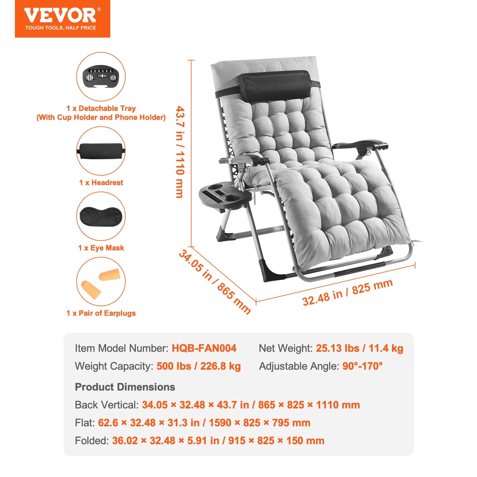SucceBuy Zero Gravity Recliner Lounge Chair with Cushion Footrest and Cupholder