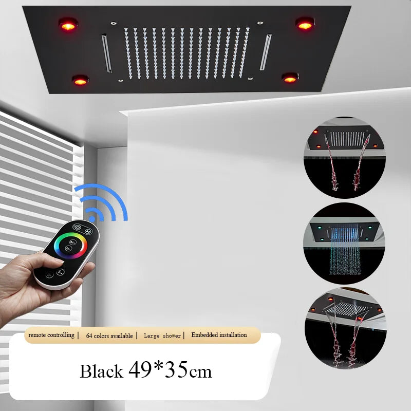 Large Rainfall Shower Faucet Ceiling Installation Bathroom Faucets LED Shower Head