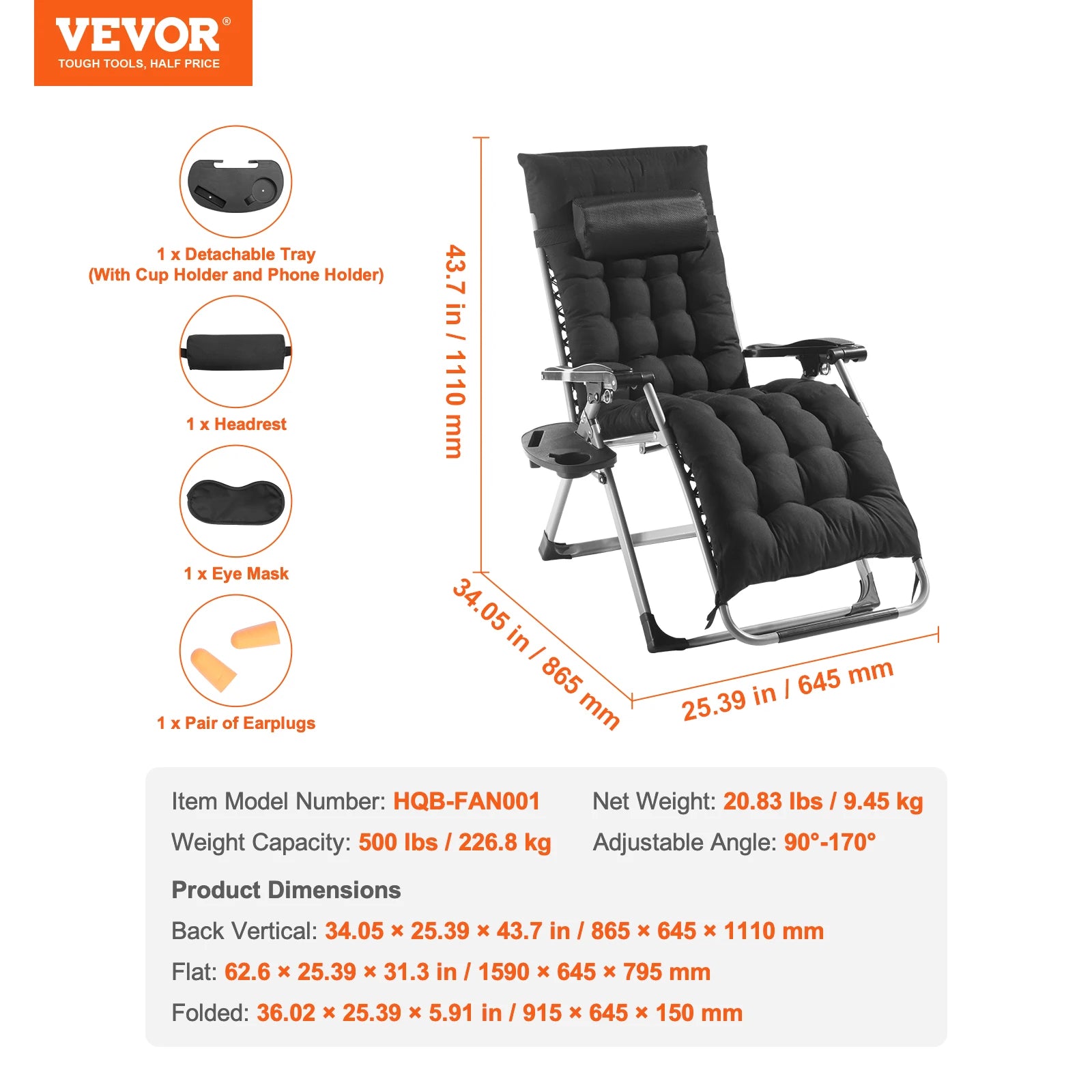 SucceBuy Zero Gravity Recliner Lounge Chair with Cushion Footrest and Cupholder
