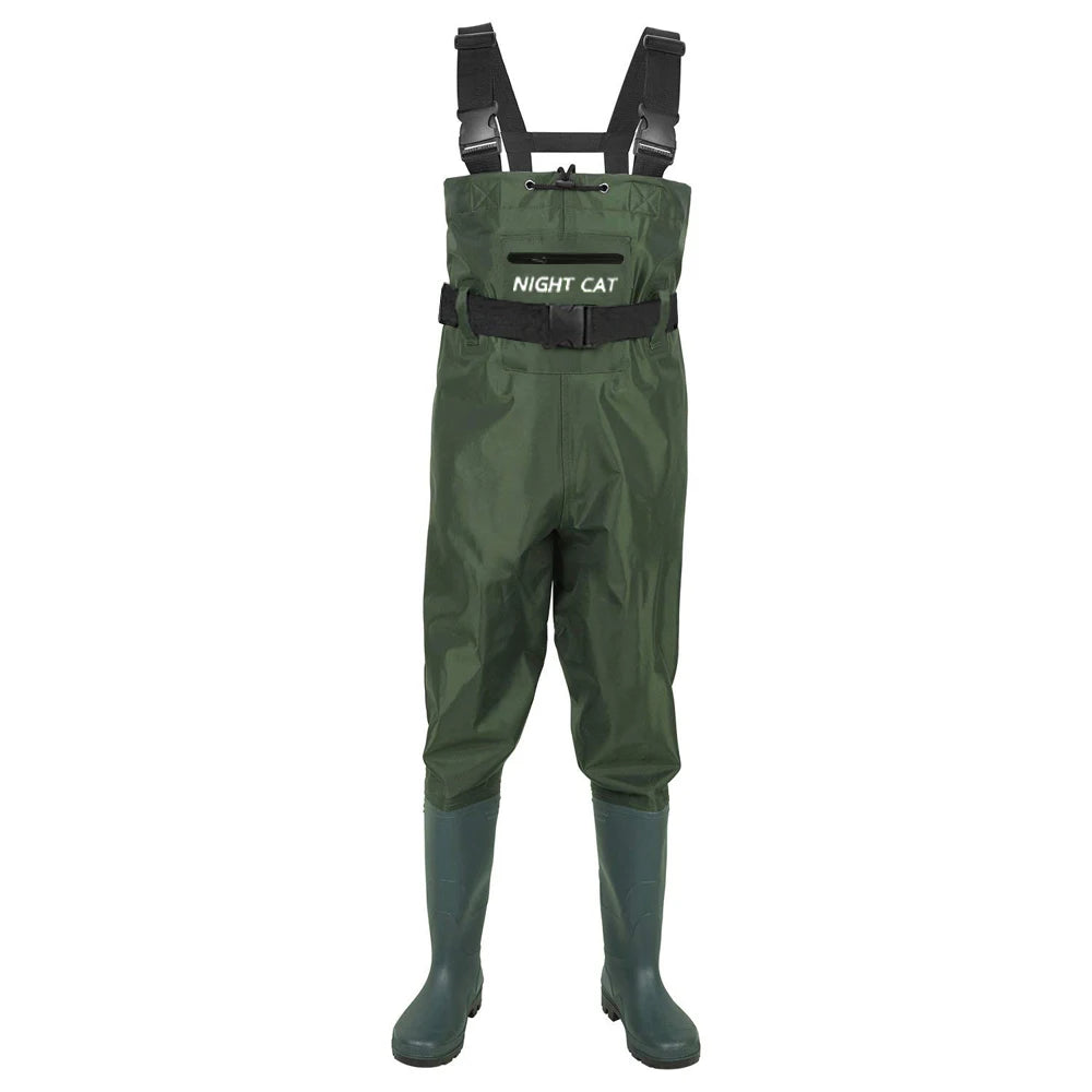 Night Cat Fishing Farm Working Waterproof Hunting Chest Wader with Boots Belt