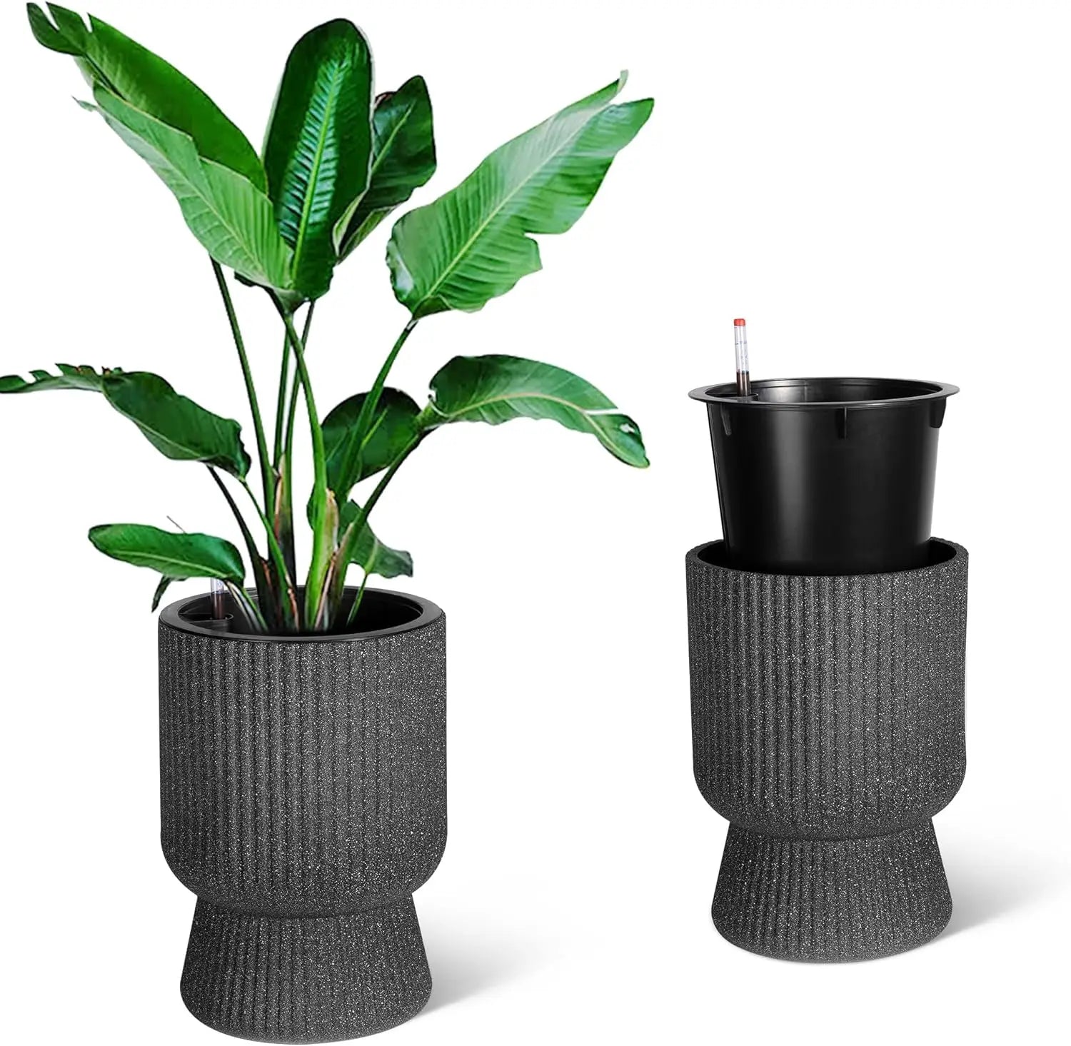Self Watering Planters Set of 2 with Drainage Holes