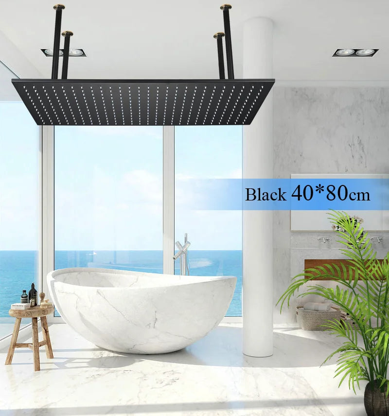 Large Rainfall Shower Faucet Ceiling Installation Bathroom Faucets LED Shower Head