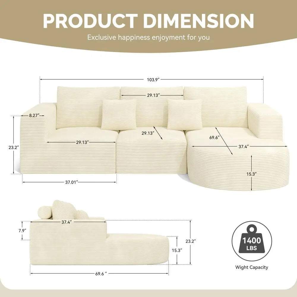Cloud Sectional Couch with LShape Chaise