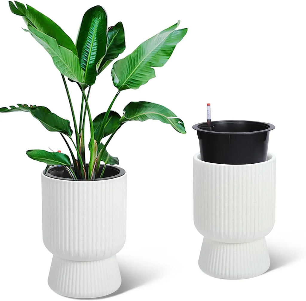 Self Watering Planters Set of 2 with Drainage Holes