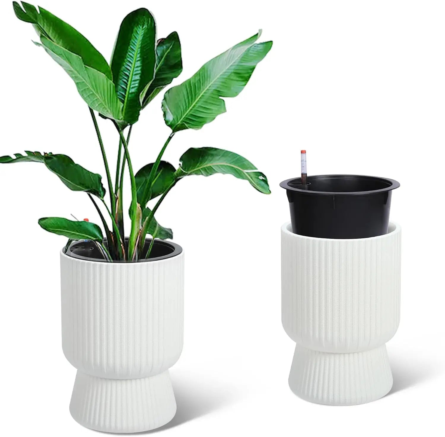 Self Watering Planters Set of 2 with Drainage Holes