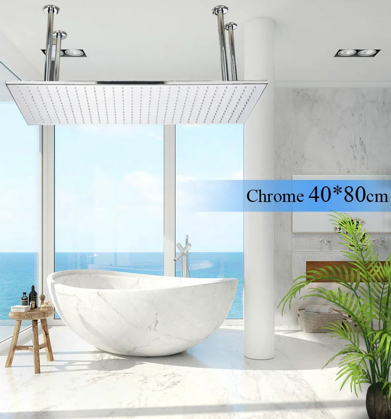 Large Rainfall Shower Faucet Ceiling Installation Bathroom Faucets LED Shower Head