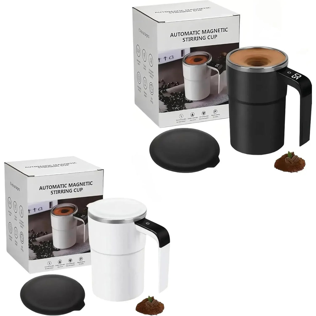 Intelligent Coffee Cup with Lid, Automatic Stirring Cup with Temperature Display, Modern USB