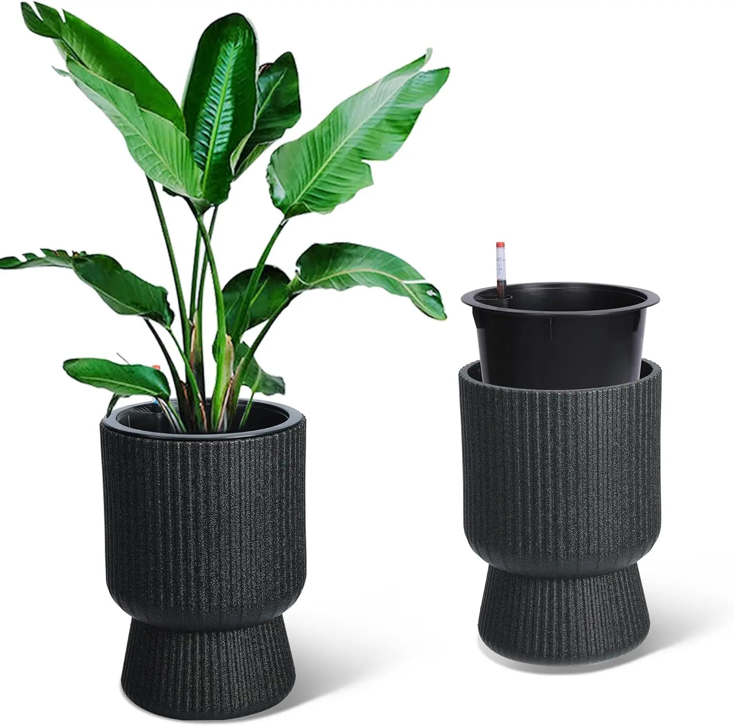 Self Watering Planters Set of 2 with Drainage Holes