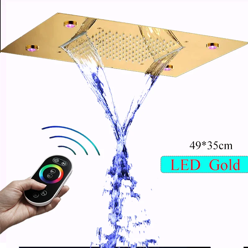 Large Rainfall Shower Faucet Ceiling Installation Bathroom Faucets LED Shower Head