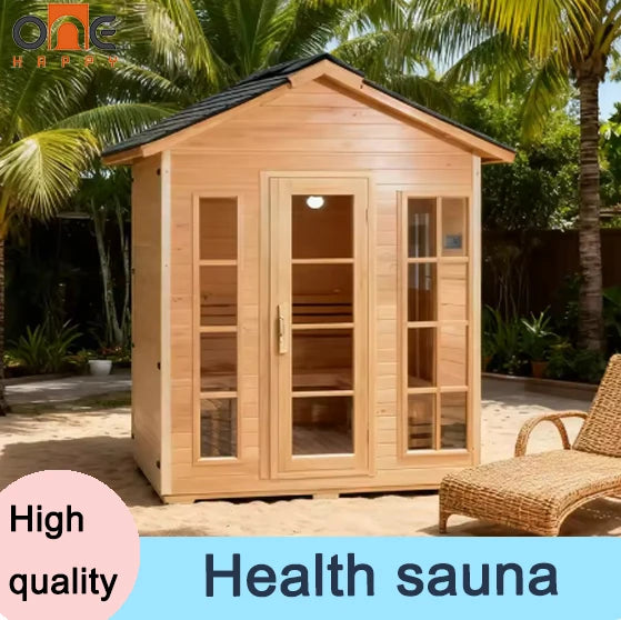 Outdoor Solid Wooden Prefabricated Natural Cedar Sauna