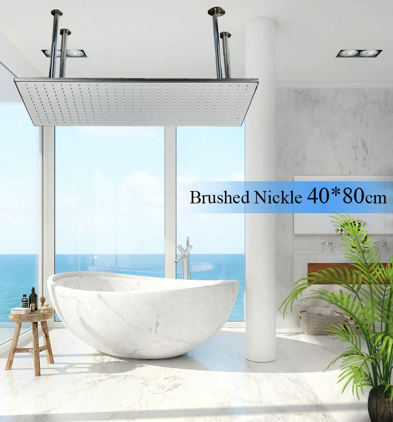Large Rainfall Shower Faucet Ceiling Installation Bathroom Faucets LED Shower Head