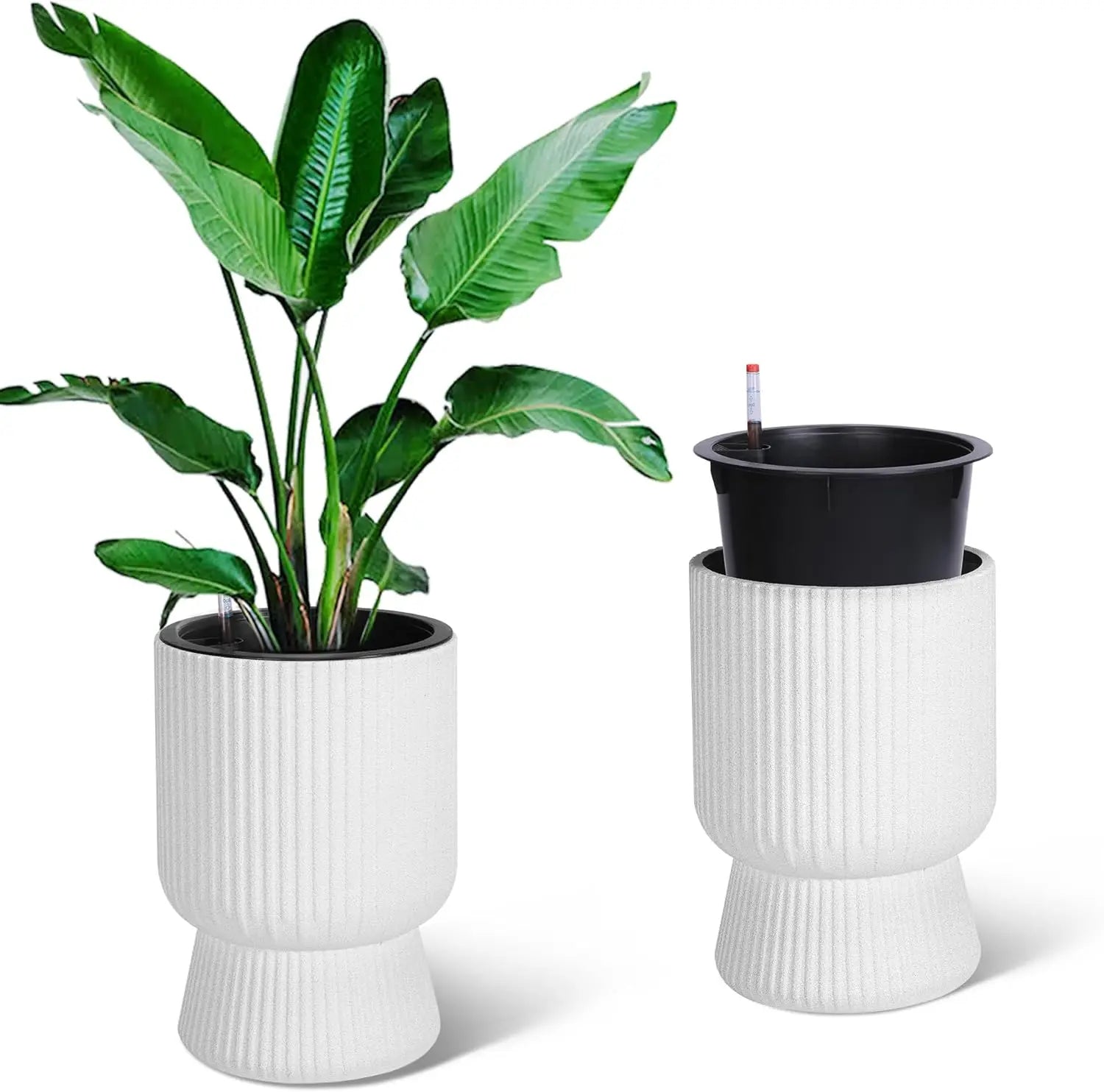 Self Watering Planters Set of 2 with Drainage Holes