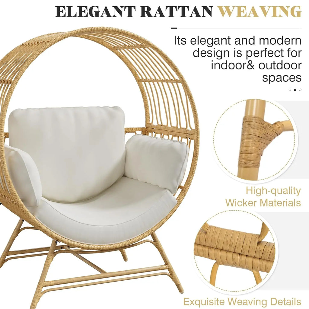 Oversized Hanging Basket Egg Chair with Thickened Cushion Support
