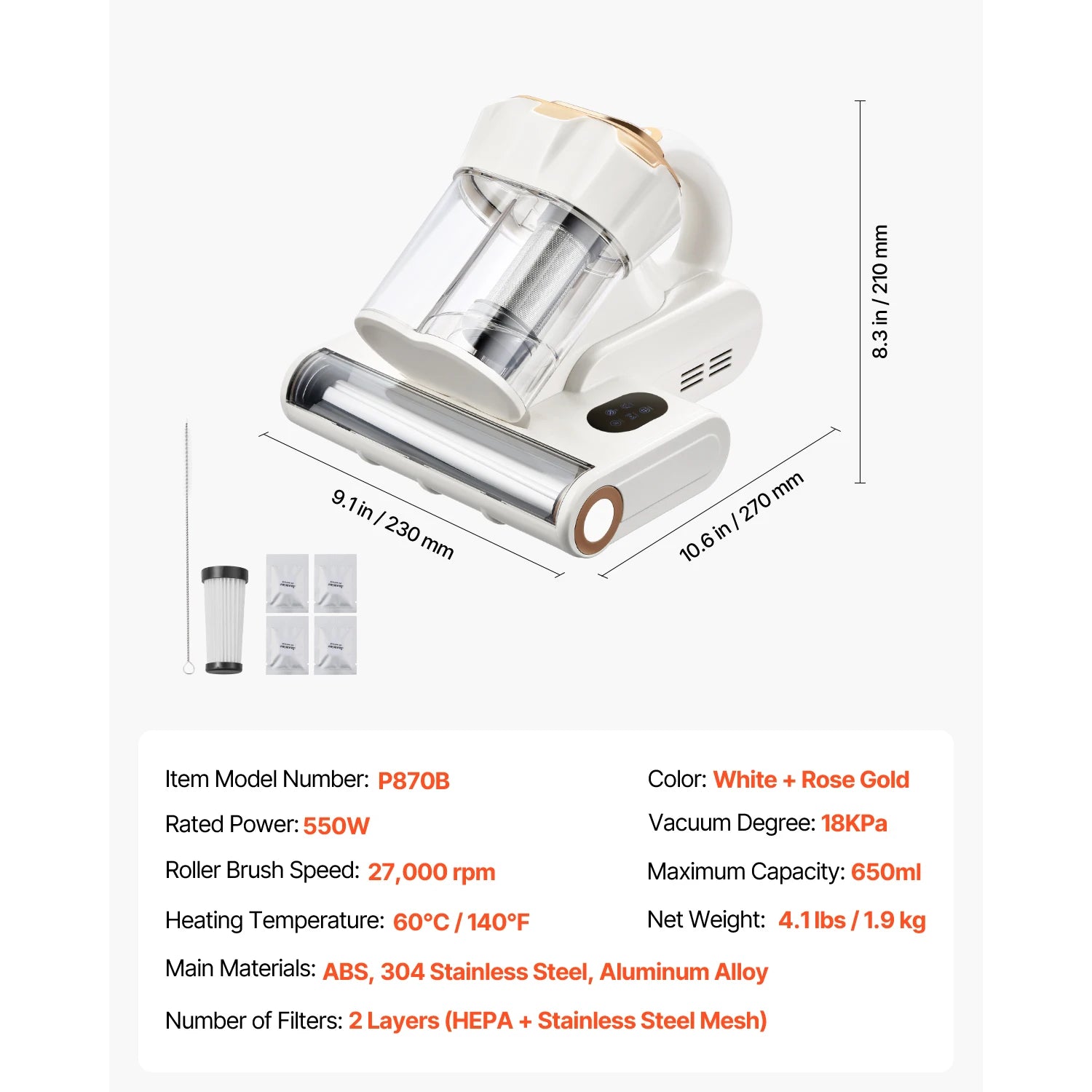 SucceBuy Mattress Vacuum Cleaner & Heating Ultrasound Handheld for Bed Sofa