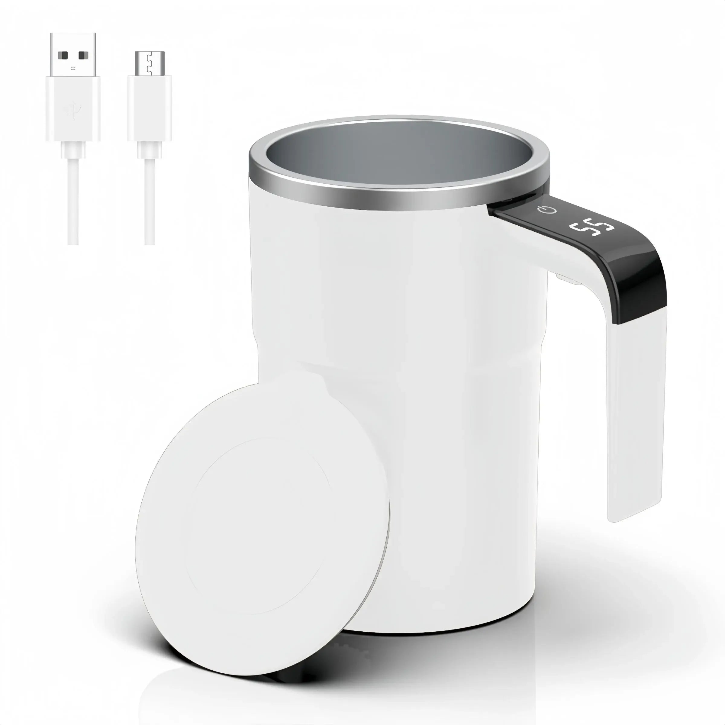 Intelligent Coffee Cup with Lid, Automatic Stirring Cup with Temperature Display, Modern USB