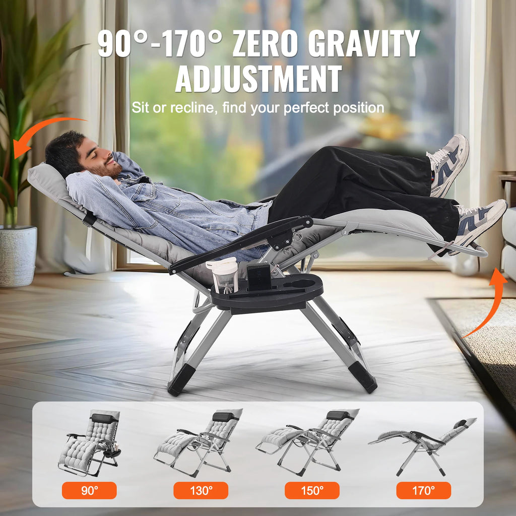 SucceBuy Zero Gravity Recliner Lounge Chair with Cushion Footrest and Cupholder