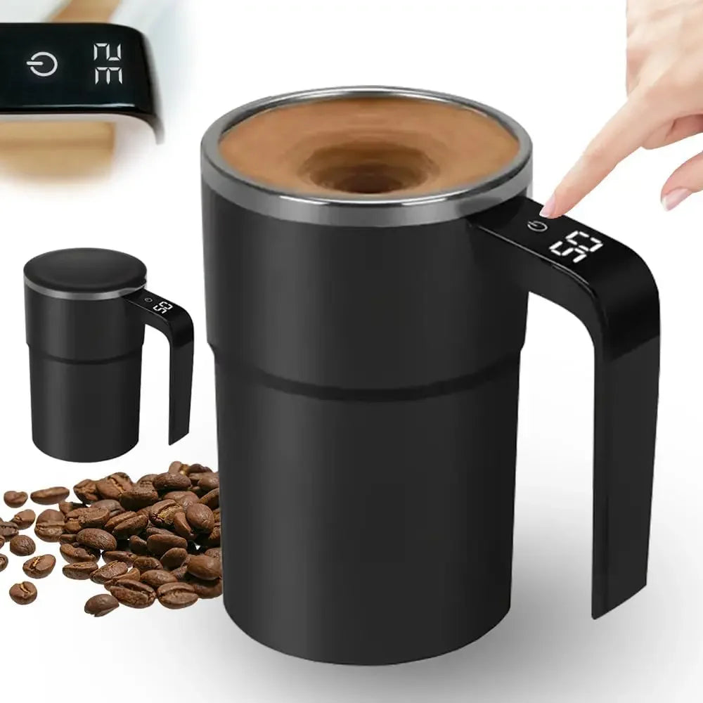 Intelligent Coffee Cup with Lid, Automatic Stirring Cup with Temperature Display, Modern USB