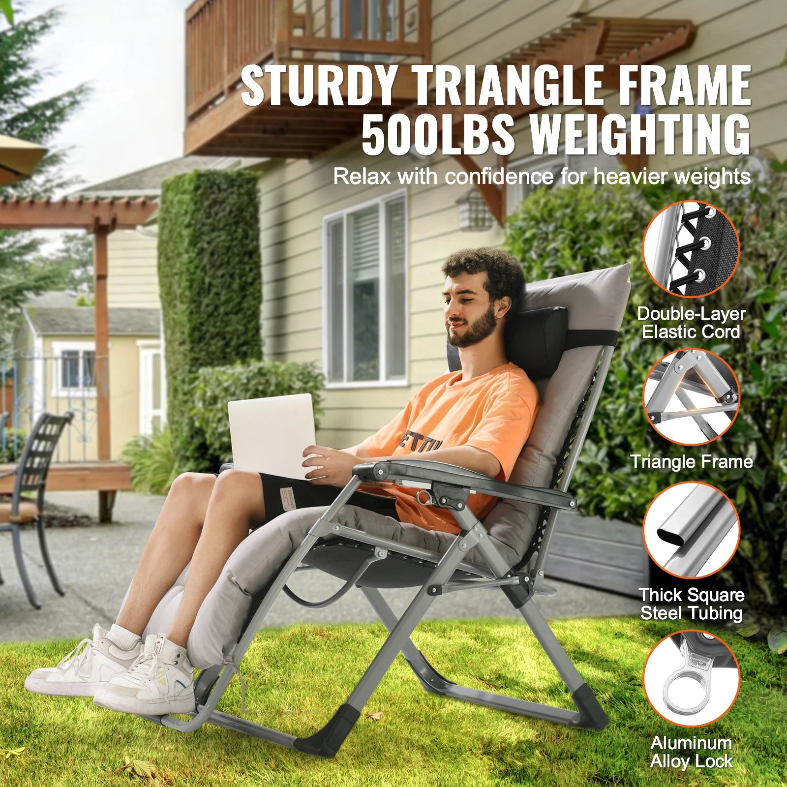 SucceBuy Zero Gravity Recliner Lounge Chair with Cushion Footrest and Cupholder