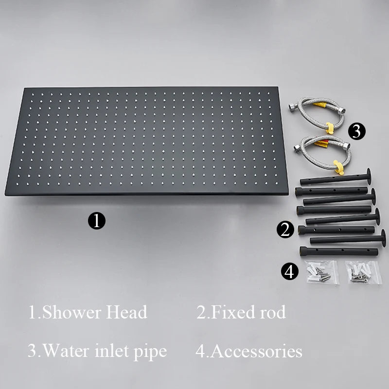 Large Rainfall Shower Faucet Ceiling Installation Bathroom Faucets LED Shower Head