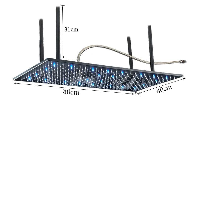Large Rainfall Shower Faucet Ceiling Installation Bathroom Faucets LED Shower Head