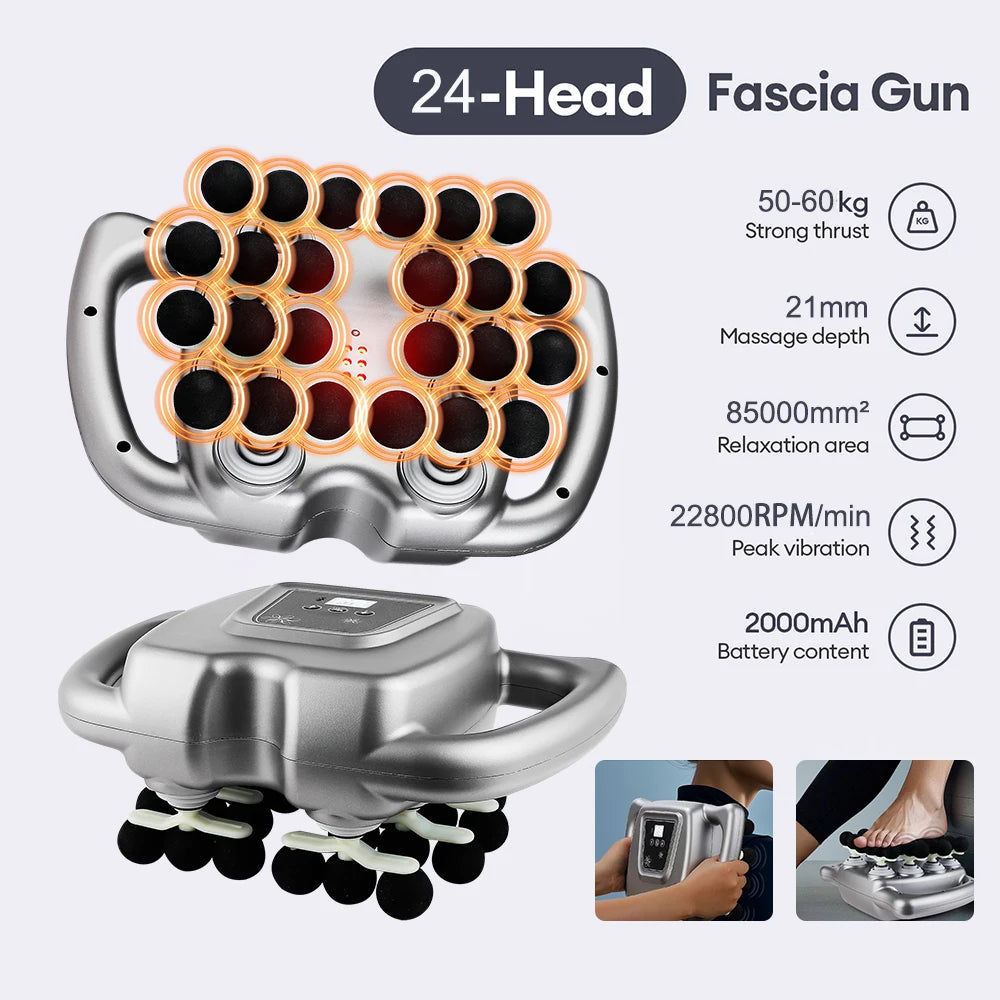 24-Head Fascia Gun High Frequency Vibration Body Massager