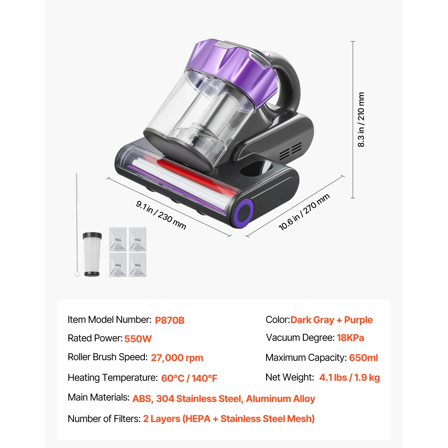 SucceBuy Mattress Vacuum Cleaner & Heating Ultrasound Handheld for Bed Sofa