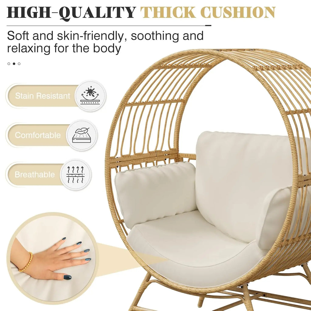 Oversized Hanging Basket Egg Chair with Thickened Cushion Support