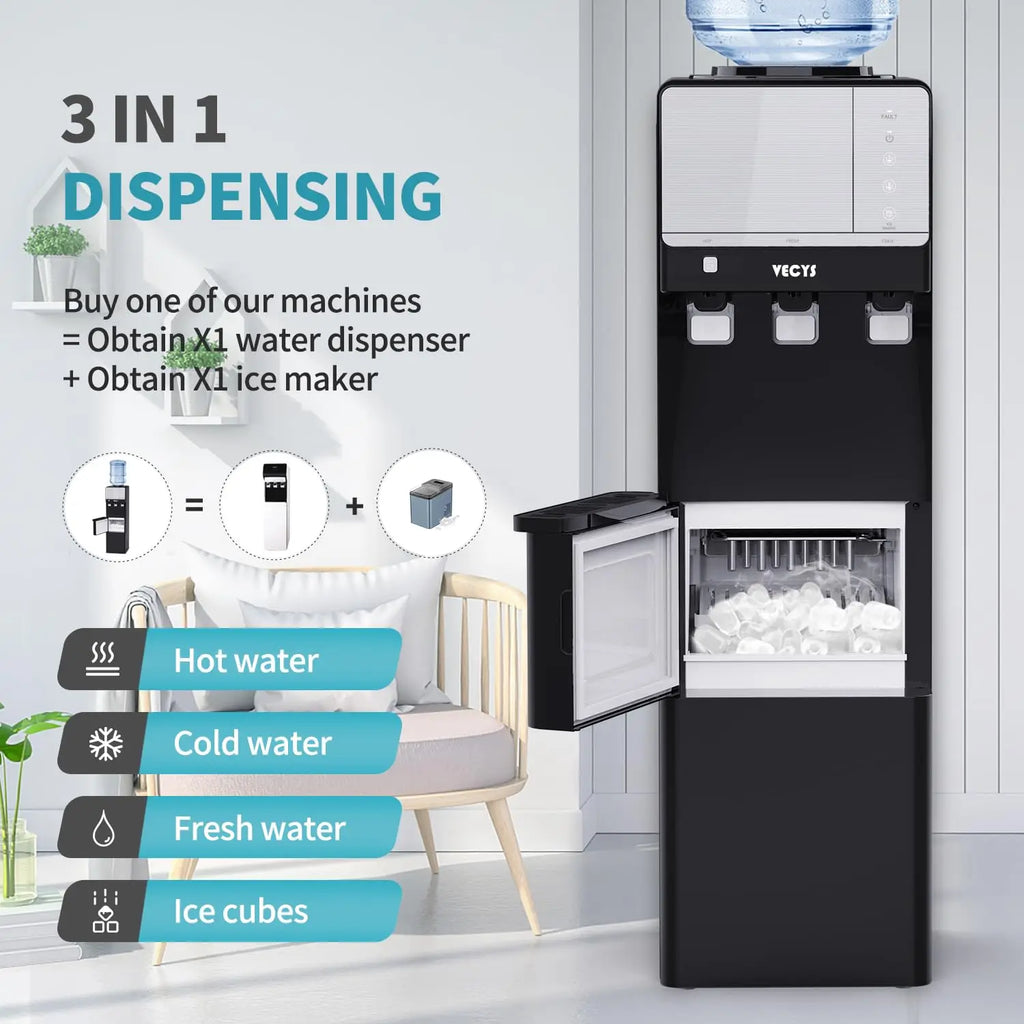 Hot and Cold Water Dispenser with Ice Maker