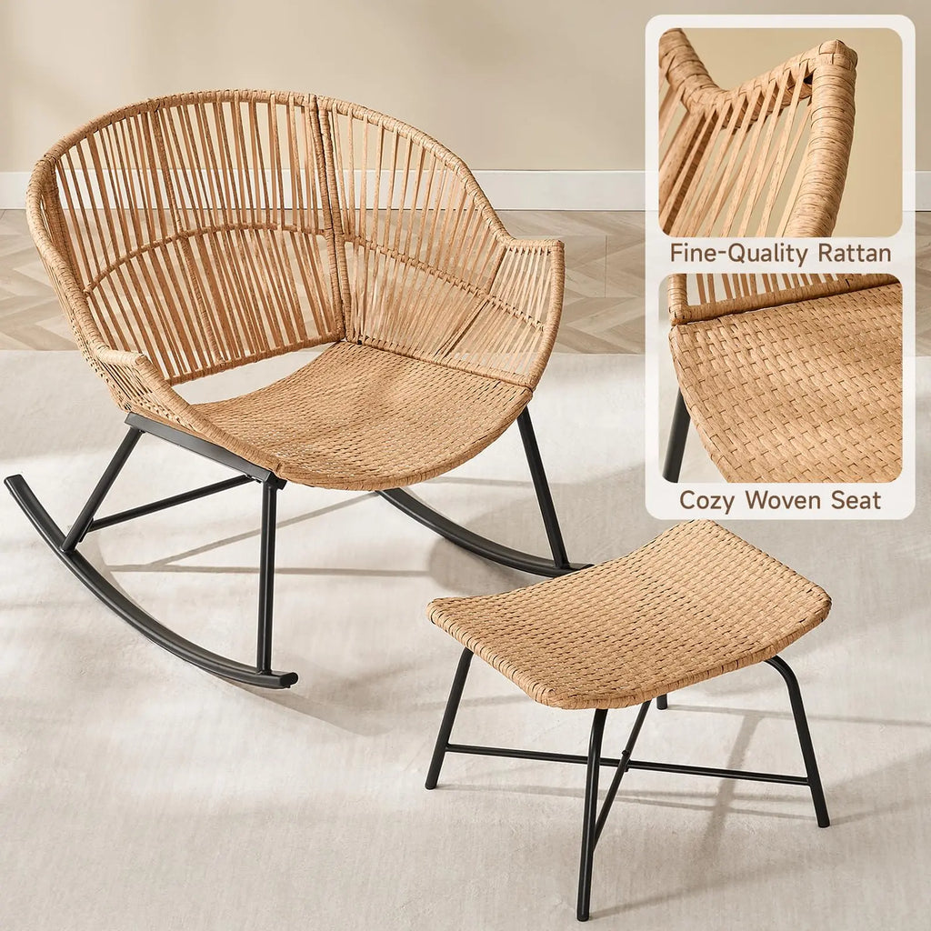 Papasan Rocking Chair with Ottoman