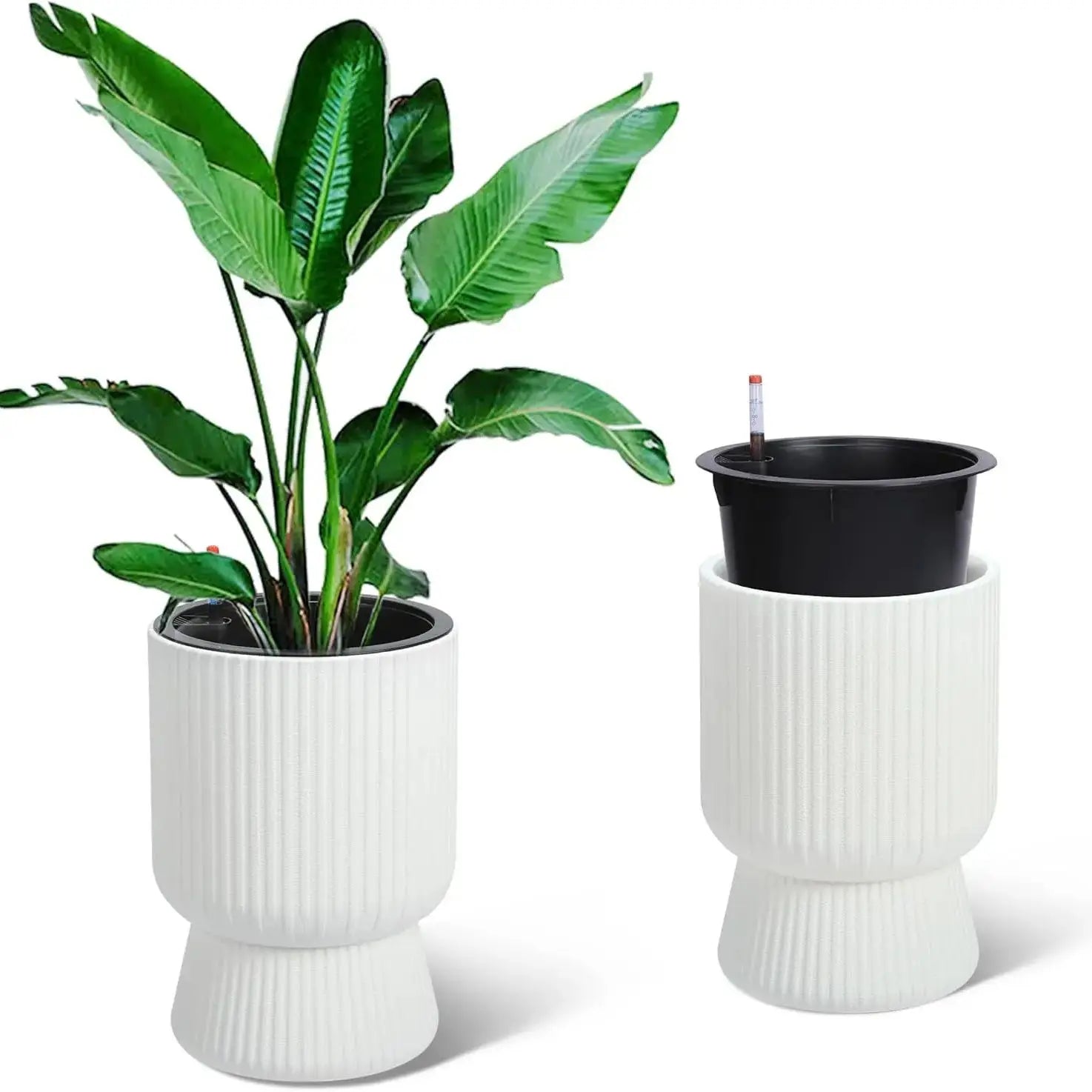 Self Watering Planters Set of 2 with Drainage Holes