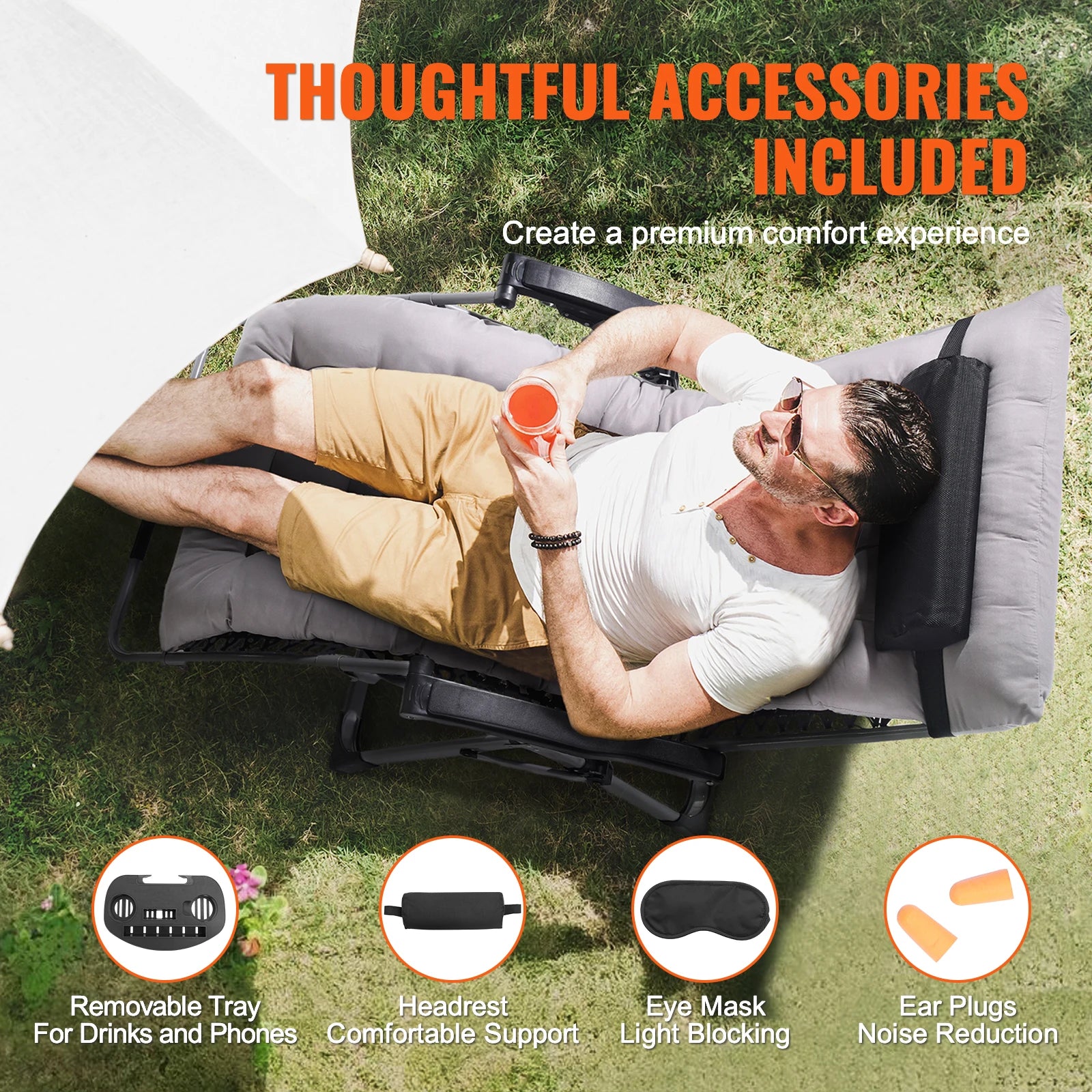 SucceBuy Zero Gravity Recliner Lounge Chair with Cushion Footrest and Cupholder