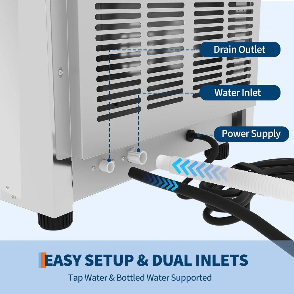 Commercial Ice Maker Machine Dual Water Inlet Mode,Built-in/Freestanding/Under Counter with LED Display & Self-Cleaning